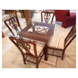 Chippendale Glass Top Table & 4 Chairs