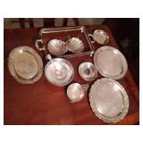 Group of Silver Plate Trays & More