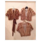 Lot of 3 Mink Stoles, 1 Fox Shawl