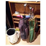 Asst Putters, Irons, Drivers & 3 Bags