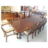 Mahogany Dining Table 8 chairs 2 captains 2 leaves