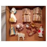 Box Lot, Marble Bookends & Donkey, Etc