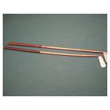 (2) Wood shaft golf clubs, Putter and Iron