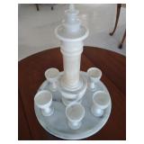 Alabaster Marble Decanter & 6 Glasses