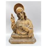 Wood Carved Sacred Heart Of Jesus