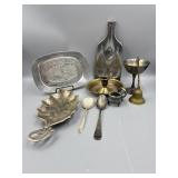 Salt Cellar, Silver Plate Leaf Tray, Silver P