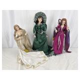 3 Franklin Heirloom Porcelain Dolls: 'Colleen of
