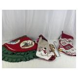 2 Vtg Tree Skirts, 5 Stockings, & 2