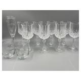 Crystal Wine Glasses, 2 Champagne Glasses, & 2