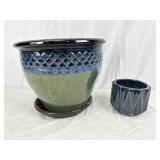2 Ceramic Blue Pots