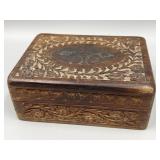 Decorative Carved Wooden Box 6in x4in x2.5in