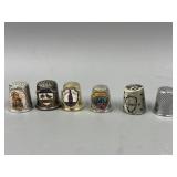 6 Collectable Metal Thimbles-One is Silver Plate
