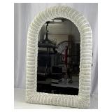 Arched White Wicker Wall Mirror. (No Shipping)
