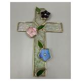 Glass Floral Cross Sun Catcher