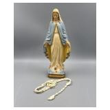 Vtg Chalkware Virgin Mary Statue