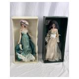 2 Franklin Mint Porcelain Dolls In Original Boxes