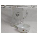 Groog Pitcher, AH Milk Glass Glass Bowl