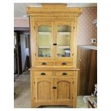Oak Two Piece Hutch Cabinet