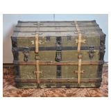 Antique Flat-Top Steamer Trunk