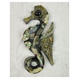 Lucite Sea Horse with Abalone Shells Embedded