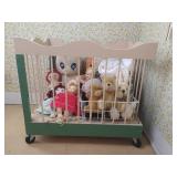 Dolls, Teddy Bears, Doll Play Pen (Needs Repair)