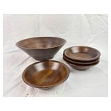 Solid Walnut Wooden Salad Bowl Set