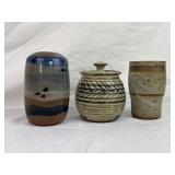 Stoneware Pottery Vases, & Jar.