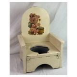 1950's Childrenï¿½s Wooden Toilet W/Enamel Bowl.