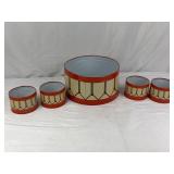 Drum Themed Tins. (Missing Lids.)