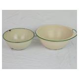 Enamel Bowls with Green Trim