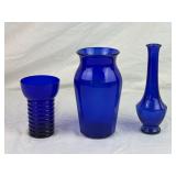 Cobalt Blue Glass Flower Vases.
