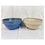Pair of Large Unmarked Pottery Mixing Bowls