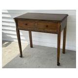 Mahogany Veneer Two Drawer Side Table.