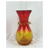 Small Amberina Crackle Glass Vase