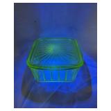 Uranium Depression Glass Refrigerator Dish