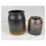 Glazed Stoneware Crocks, (Missing Lids)