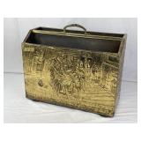 Embossed Repousse Colonial Kitchen Scene Brass