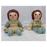 Raggedy Ann Ceramic 1974 Painted Book Ends