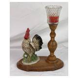 Decorative Wood Candle Holder W/Rooster.