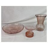 Pink Depression Glass, Serving Tray, Ash Tray, Etc