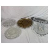 Glass and Plated Steel Serving Trays