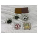 Glass Advertising Ash Trays.