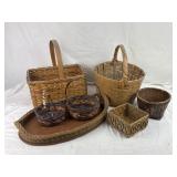 VTG Wicker Baskets, & Serving Tray.