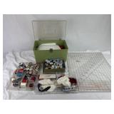 Sewing Supplies and Cutting Board.