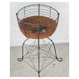 Vintage Metal Funeral Basket Plant Stand