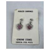 Pierces Earrings Genuine Stones Surgical Steel -