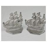 Cast Ship on the Sea Bookends