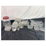 Clear Glass Serving Dishes and Dry Goods Jar.