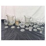 Clear Glass Pitchers, and Glasses.