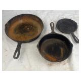 3 Vintage Cast Iron Skillets